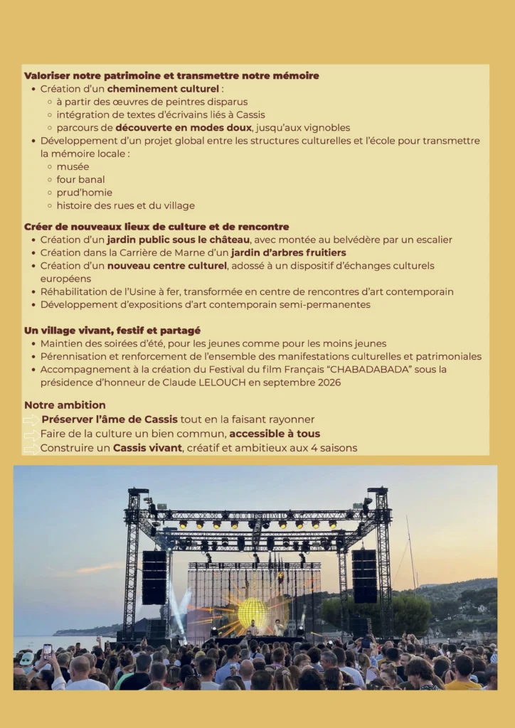 Notre parti CASSIS - PROGRAMME CULTUTRE ET PATRIMOINE