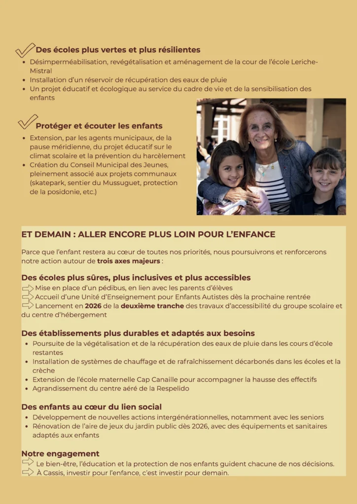 Notre parti CASSIS - PROGRAMME ENFANCE