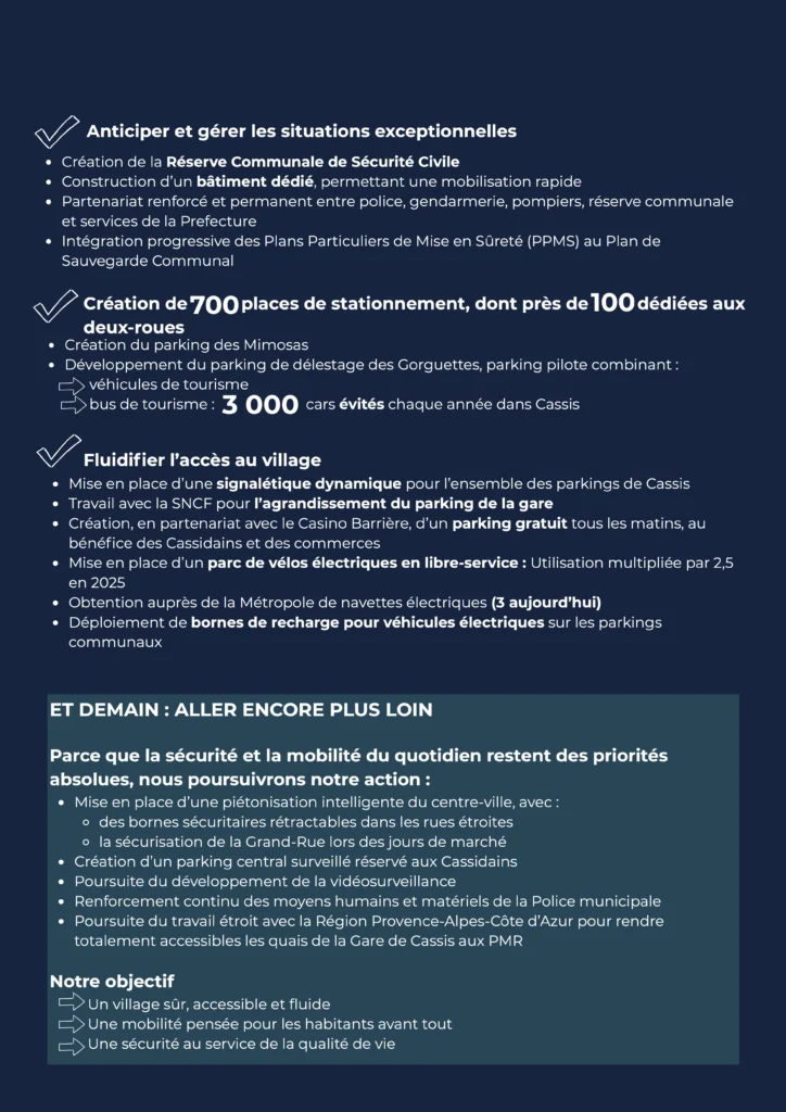 Notre parti CASSIS - PROGRAMME SECURITE ET MOBILITE