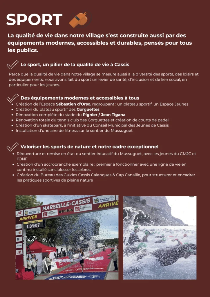 Notre parti CASSIS - PROGRAMME SPORT