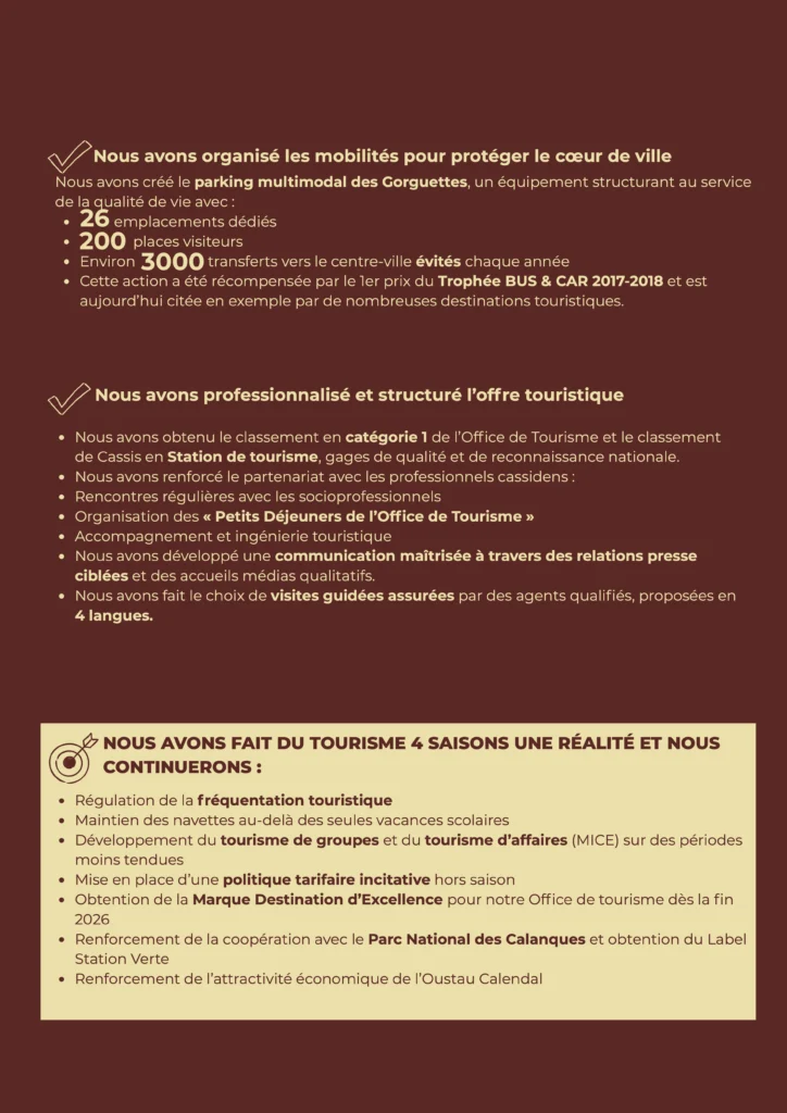 Notre parti CASSIS - PROGRAMME TOURISME