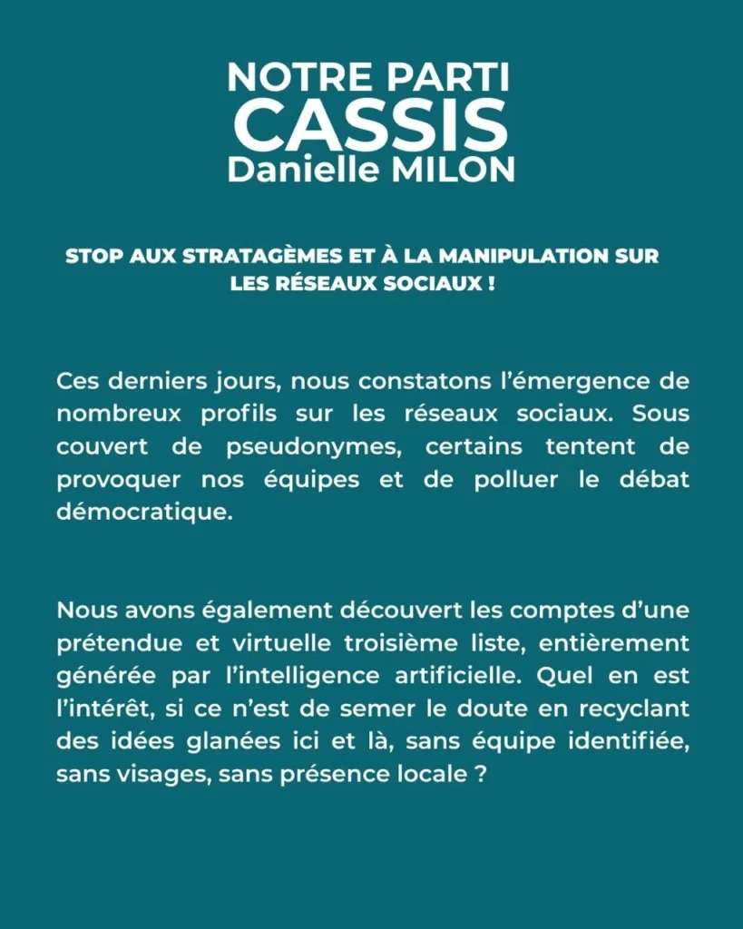 Notre parti CASSIS - COMMUNIQUÉ du 31 janvier 2026 - Municipales CASSIS 2026