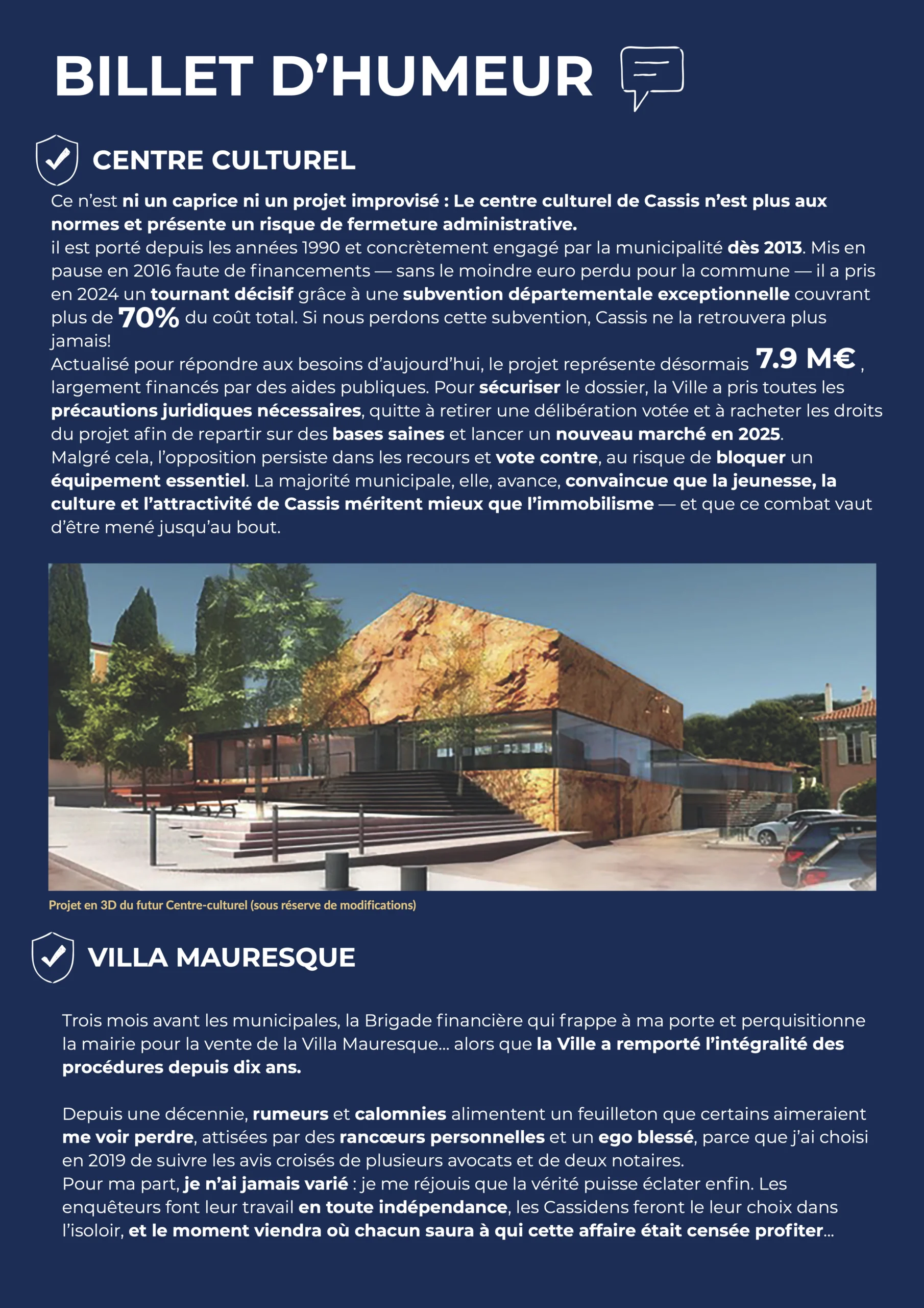 Notre parti CASSIS - BILLET D'HUMEUR - MUNICIPALES CASSIS 2026